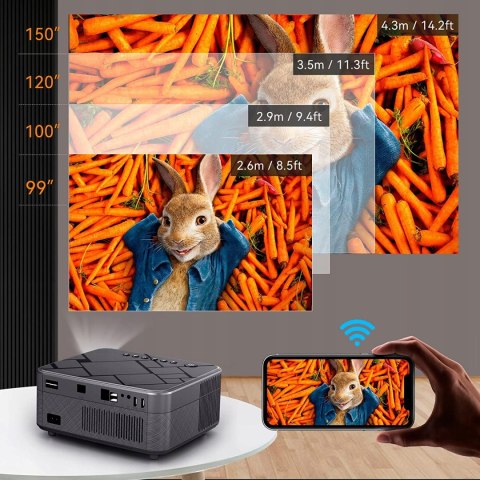 PROJEKTOR SUREWHEEL e60 5G WIFI BT 1080P 13000 LUM