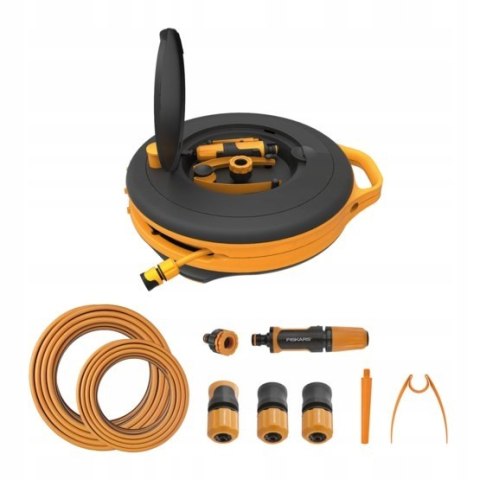 Bęben z wężem FISKARS S 9mm(3/8") 15m + uchwyt