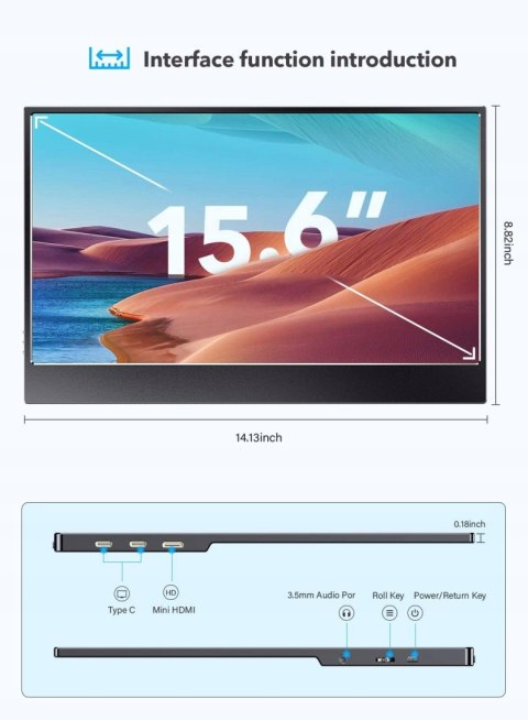 MONITOR EVICIV M156F20 15,6'' FULLHD PRZENOŚNY HIT