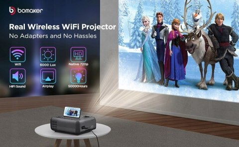 Projektor Bomaker GC557 WiFI 720P 6000 LUM HDMI