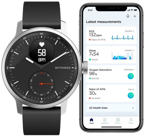 Smartwatch Withings ScanWatch CZARNY 42 mm OKAZJA!