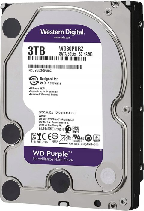 Dysk wewnętrzny HDD WD Purple 3TB WD30PURZ GW FV! Dysk wewnętrzny HDD WD Purple 3TB WD30PURZ GW FV!