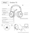 Słuchawki bezprzewodowe nauszne Jabra Evolve 75 UC