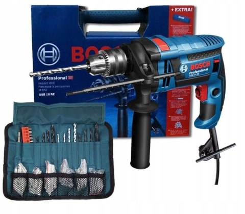 Wiertarka udarowa Bosch GSB 16 RE 750W + akcesoria