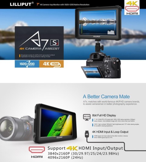 MONITOR DO APARATU LILLIPUT A7S-2 7'' WYŚWIETLACZ!