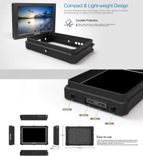 MONITOR DO APARATU LILLIPUT A7S-2 7'' WYŚWIETLACZ!