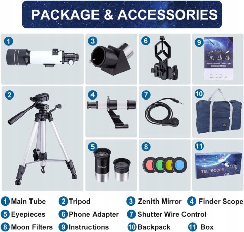 Teleskop astronomiczny MAXLAPTER 70 mm BIAŁY