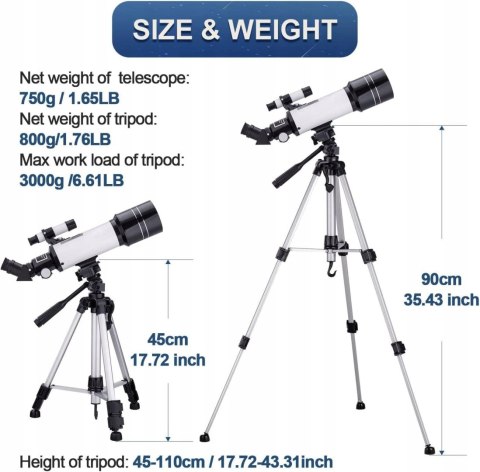 Teleskop astronomiczny MAXLAPTER 70 mm BIAŁY