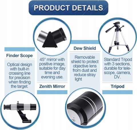 Teleskop astronomiczny MAXLAPTER 70 mm GRANATOWY