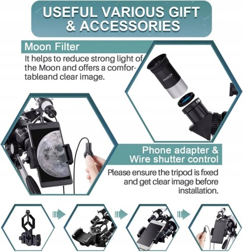 Teleskop astronomiczny MAXLAPTER 70 mm GRANATOWY