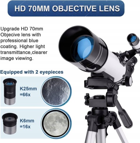 Teleskop astronomiczny MAXLAPTER 70 mm GRANATOWY