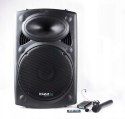 Głośnik przenośny Ibiza Sound PORT15VHF-BT czarny 800W 2 mikrofony i pilot
