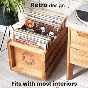 Legend Vinyl Drewniana skrzynka do winyli na kółkach, 100 płyt i płyt LP