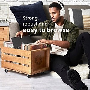 Legend Vinyl Drewniana skrzynka do winyli na kółkach, 100 płyt i płyt LP