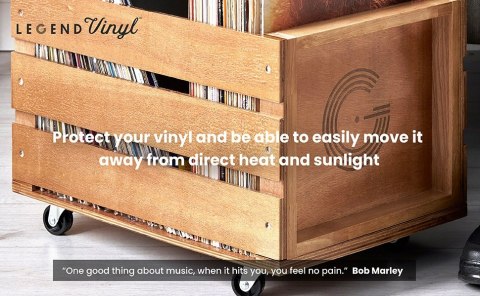 Legend Vinyl Drewniana skrzynka do winyli na kółkach, 100 płyt i płyt LP