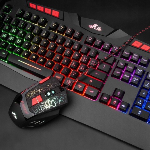 Zestaw klawiatura + mysz Rii RK900 USB RGB gamingowa UKŁAD NIEMIECKI