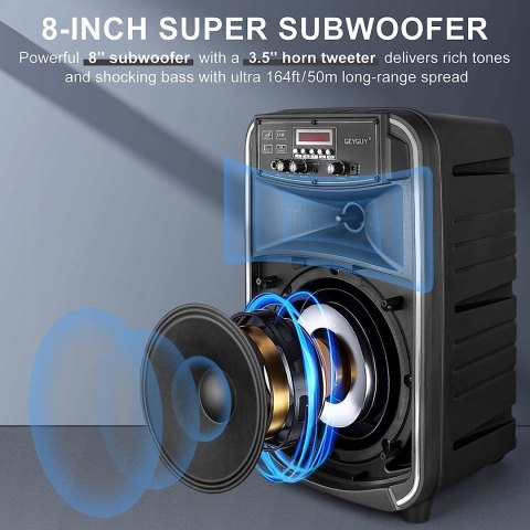 PRZENOŚNY GŁOŚNIK GEYGUY GTSK8-2 BLUETOOTH OKAZJA HIT!