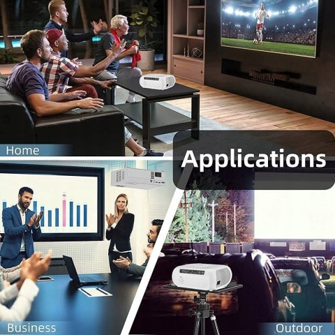 Projektor LED Winnes S5 czarny 6500 lumenów WIFI HDMI USB