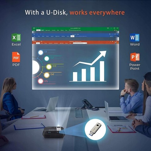 Projektor LED Winnes S5 czarny 6500 lumenów WIFI HDMI USB