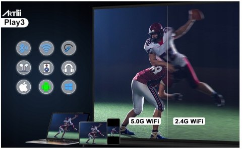 SMART PROJEKTOR 5G WiFi Bluetooth 4K Artlii Play3 ANDROID