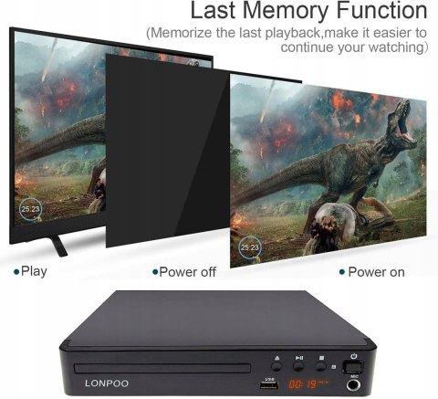 ODTWARZACZ DVD LONPOO LP-099 BLACK OKAZJA HIT!