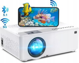 GOMAOGO Mini projektor WiFi 5G Bluetooth 5.1, 9500 lumenów, 1080p MEGAHIT