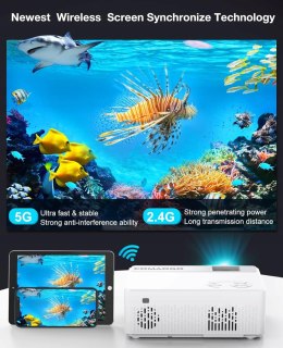 GOMAOGO Mini projektor WiFi 5G Bluetooth 5.1, 9500 lumenów, 1080p MEGAHIT