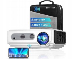 Projektor LED TOPTRO TR82 biały HD 4K WIFI 7500 LM WALIZKA W ZESTAWIE