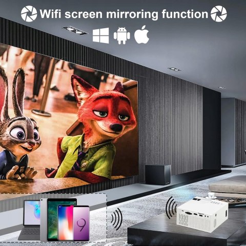 TECDIGBO C7 Mini projektor Wi-Fi 6500 lumenów 1080P i 200" ZOOM CYFROWY