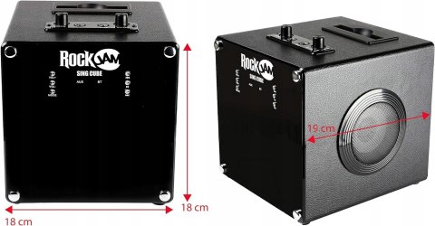 Zestaw do karaoke RockJam SingCube czarny z Dwoma Mikrofonami, Czarny, 5 W