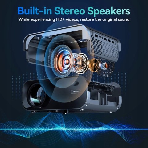 SUREWHEEL Projektor 12000 lumenów 5G WiFi Bluetooth, E60 Full HD 1080P