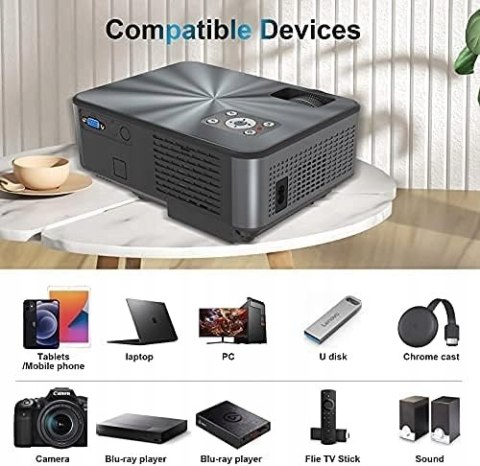 Projektor LCD TECDIGBO C9 WIFI BLUETOOTH ZOOM CYFROWY HDMI 1080P KOREKCJA