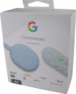 Odtwarzacz multimedialny Google CHROMECAST 4.0 4K 4 GB BŁĘKITNY SMART TV
