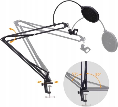 Statyw mikrofonowy Amazon Basics stojak na biurko z ramieniem do mikrofonu Statyw mikrofonowy Amazon Basics stojak na biurko z ramieniem do mikrofonu