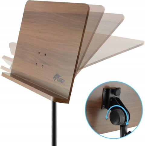 Stojak na nuty z drewna Tiger MUS35-BK , Drewno, 12 x 36 x 64 cm max 126 CM