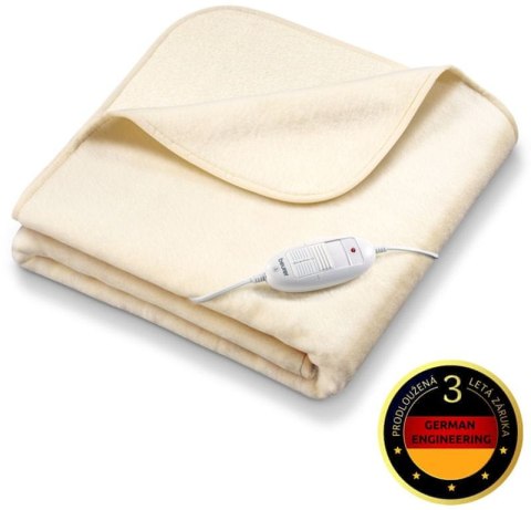 Koc elektryczny Beurer polar 130 cm x 180 cm kremowy miły w dotyku OKAZJA!