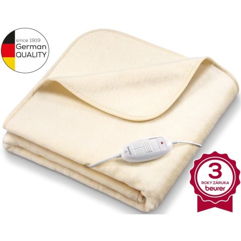 Koc elektryczny Beurer polar 130 cm x 180 cm kremowy miły w dotyku OKAZJA!