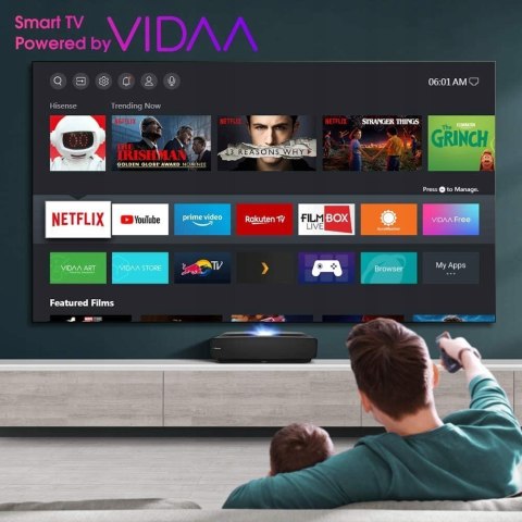 HISENSE 100L5F-B12 PROJEKTOR LASEROWY 4K NOWY Z EKRANEM W ZESTAWIE 100cali