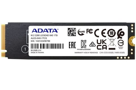 Dysk SSD Adata LEGEND 840 1TB M.2 PCIe ALEG-840-1TCS