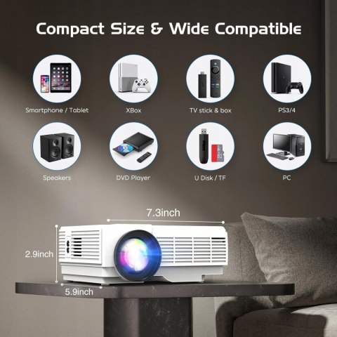 Projektor LCD Yooyaa hi-04 1080P FULL HD, WBUDOWANE BLUETOOTH 10000 LUMENÓW