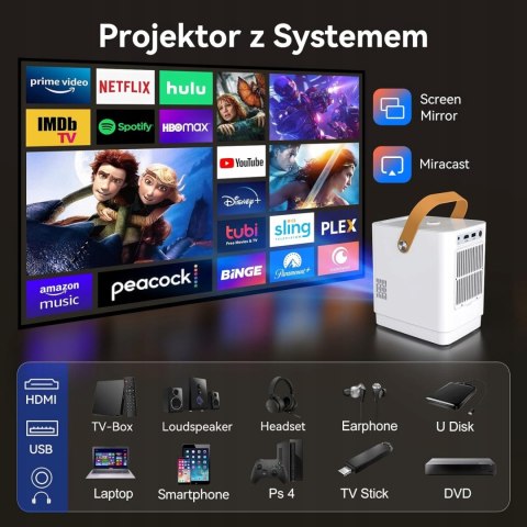Projektor LED Surewheel Q3 1080P 4K HDMI BLUETOOTH WIFI 320 ANSI 8000 LUMEN Projektor LED Surewheel Q3 1080P 4K HDMI BLUETOOTH WIFI 320 ANSI 8000 LUMEN
