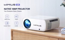 WiMiUS S26 Projektor WiFi Bluetooth 9600 lumenów, wirtualny zoom -50% BT 5