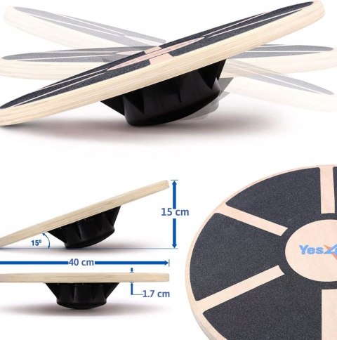 Yes4All Drewniana deska balansowa trening równowagi 40 cm !