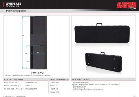 Gator Cases Twarda drewniana obudowa Hard-Shell Wood - ELEKTRYCZNA BASS