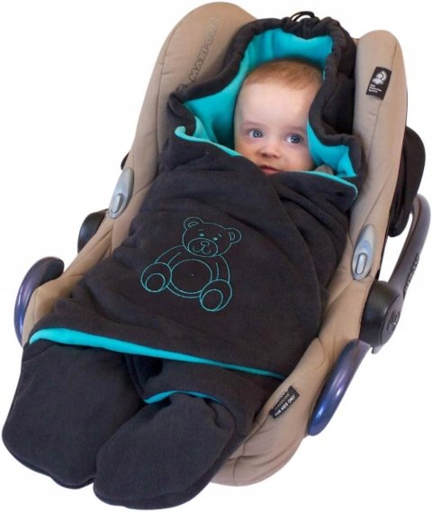 ByBoom uniwersalny kocyk do nosidełka i fotelika otulacz czarno-błękitny