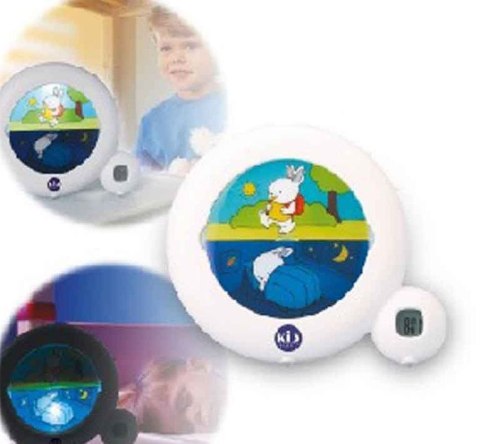 Dziecięca lampka nocna z budzikiem Pabobo biała