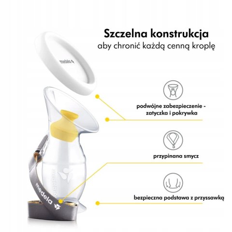 Pojemnik kolektor na mleko Medela z przyssawką, podstawką i pokrywką