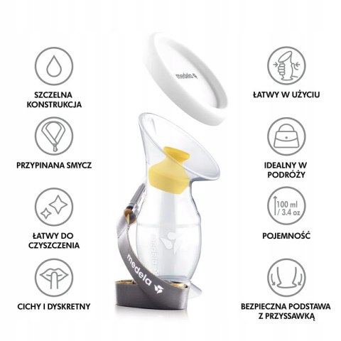 Pojemnik kolektor na mleko Medela z przyssawką, podstawką i pokrywką