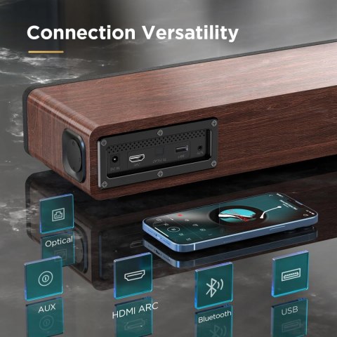 SOUNDBAR MEREDO D47 2.1 165W BLUETOOTH WOOD