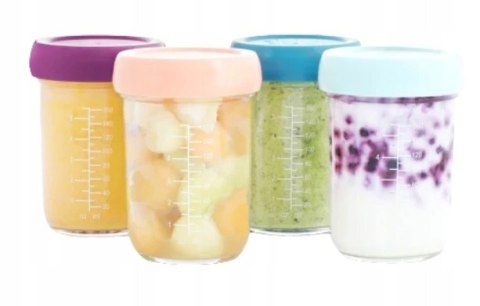 Szklane słoiczki na żywność Babymoov Babydols 240 ml 4 szt. kolorowe